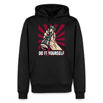 DO YOURSELF Poches Vagin Mouchoir Pussy - Sweat à capuche Premium bio Homme - noir - Devant - Nico (187cm)