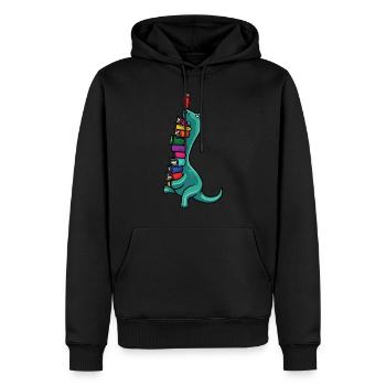 Dinosaur Dino livre lecture livres Bookworm - Sweat à capuche Premium bio Homme - noir - Devant - Nico (187cm)