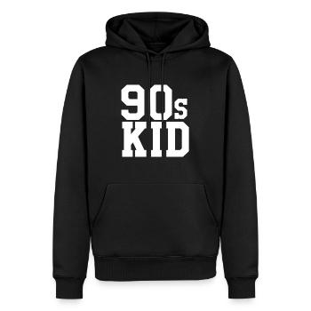 Fête des années 90 - Sweat à capuche Premium bio Homme - noir - Devant - Nico (187cm)