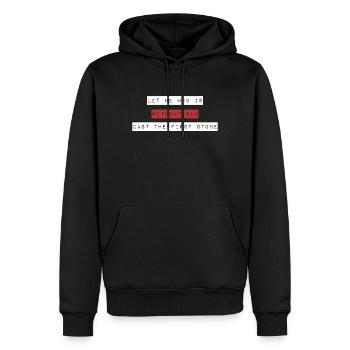 Ohne Sünde Wirf die erste Steinbibel Johannes 8: 7 Jesus - Männer Premium Bio Hoodie - Schwarz - Vorne - Nico (187cm)