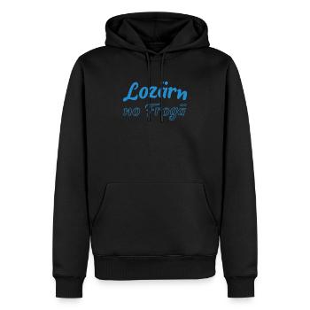 Luzern, noch Fragen? Lozärn no Frogä? - Männer Premium Bio Hoodie - Schwarz - Vorne - Nico (187cm)