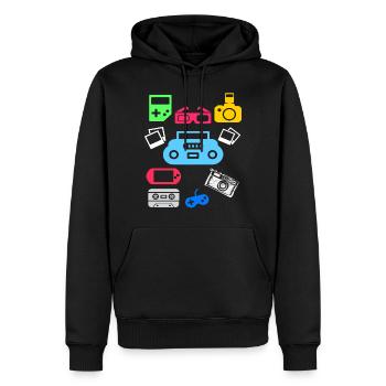 90s 90s party 90s fashion 90s outfit - Men’s Premium Organic Hoodie - black - Front - Nico (187cm)