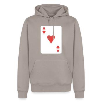 Herz As Spielkarte - Männer Premium Bio Hoodie - Taupe - Vorne - Nico (187cm)