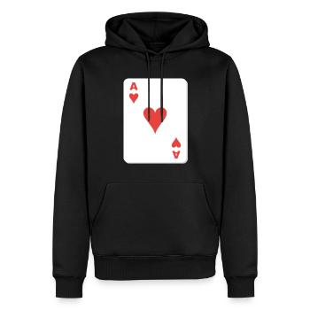 Herz As Spielkarte - Männer Premium Bio Hoodie - Schwarz - Vorne - Nico (187cm)