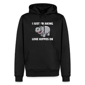 Hippo Nilpferd Flusspferd Safari Lustiges Süßes - Männer Premium Bio Hoodie - Schwarz - Vorne - Nico (187cm)
