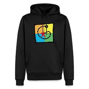 GEOCATCHER Schatzkarte GEOCACHING - Männer Premium Bio Hoodie - Schwarz - Vorne - Nico (187cm)