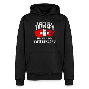 Thérapie vacances drapeau Suisse cadeau - Sweat à capuche Premium bio Homme - noir - Devant - Nico (187cm)
