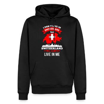 Suisse Touristique - Sweat à capuche Premium bio Homme - noir - Devant - Nico (187cm)