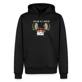 Sushi Kawaii Funny Gym Amoureux de la nourriture - Sweat à capuche Premium bio Homme - noir - Devant - Nico (187cm)