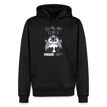 Pinguin Ich mag halt Pinguine Lustig - Männer Premium Bio Hoodie - Schwarz - Vorne - Nico (187cm)