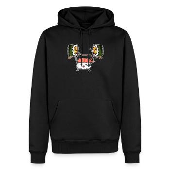 Sushi Kawaii Funny Gym Amoureux de la nourriture - Sweat à capuche Premium bio Homme - noir - Devant - Nico (187cm)