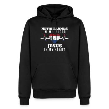 Pays-Bas Jésus - Sweat à capuche Premium bio Homme - noir - Devant - Nico (187cm)