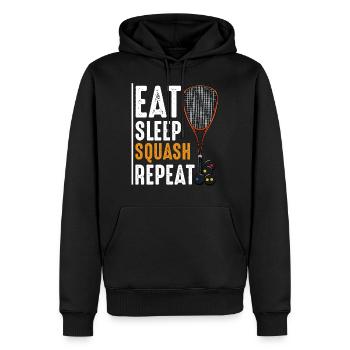Eat Sleep Squash Repeat Lustige Sprüche Geschenk - Männer Premium Bio Hoodie - Schwarz - Vorne - Nico (187cm)