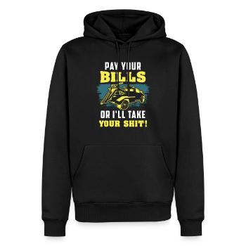 REPO MAN : Pay Your Bills huissier - Sweat à capuche Premium bio Homme - noir - Devant - Nico (187cm)