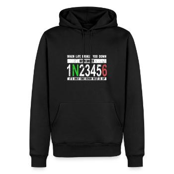 Motorrad Fahrer Zweirad Motor Geschenk - Männer Premium Bio Hoodie - Schwarz - Vorne - Nico (187cm)