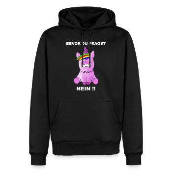 Bevor Du fragst - NEIN!! - Männer Premium Bio Hoodie - Schwarz - Vorne - Nico (187cm)