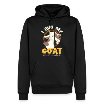 chèvre - Sweat à capuche Premium bio Homme - noir - Devant - Nico (187cm)
