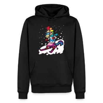 Skier Monocorne Skier Vacances de ski - Sweat à capuche Premium bio Homme - noir - Devant - Nico (187cm)
