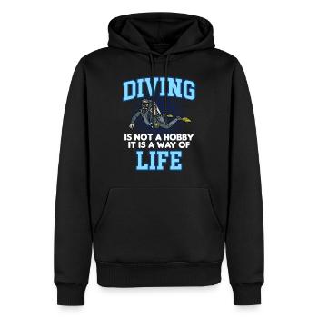 DIVING LIFE - Sweat à capuche Premium bio Homme - noir - Devant - Nico (187cm)