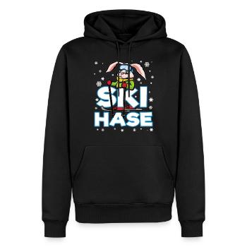 SKI HASE Skihase Schneehase Schnee Häschen - Männer Premium Bio Hoodie - Schwarz - Vorne - Nico (187cm)