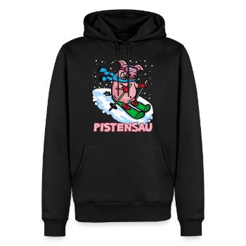 Pistensau Sau Porc skieur - Sweat à capuche Premium bio Homme - noir - Devant - Nico (187cm)