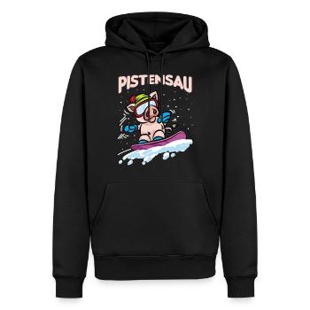 PISTESNSAU Snowboard Schweinchen Pisten Sau - Sweat à capuche Premium bio Homme - noir - Devant - Nico (187cm)