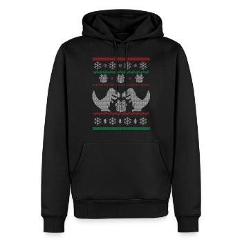 Noël moche dinosaures de Noël dinosaures - Sweat à capuche Premium bio Homme - noir - Devant - Nico (187cm)