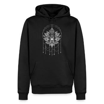 Indische Lotusblume Schmuck mit Ornamenten - Männer Premium Bio Hoodie - Schwarz - Vorne - Nico (187cm)