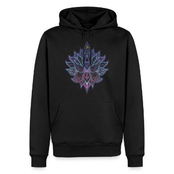 Indische Blume mit Ornamenten und Om Symbol - Männer Premium Bio Hoodie - Schwarz - Vorne - Nico (187cm)