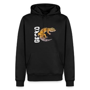 Gecko - Sweat à capuche Premium bio Homme - noir - Devant - Nico (187cm)