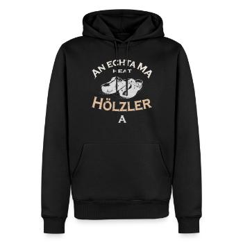 Hölzler Holzschuhe - Männer Premium Bio Hoodie - Schwarz - Vorne - Nico (187cm)