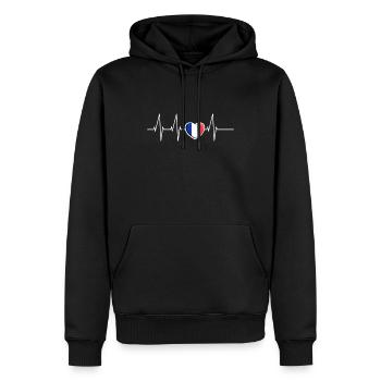 Battements de coeur France Coeur France drapeau cadeau - Sweat à capuche Premium bio Homme - noir - Devant - Nico (187cm)