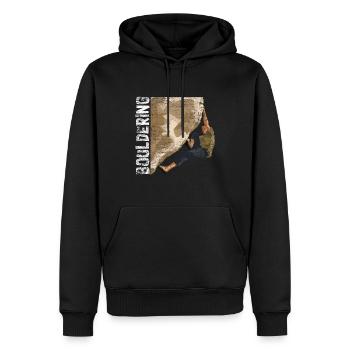 Escalade en bloc - Sweat à capuche Premium bio Homme - noir - Devant - Nico (187cm)