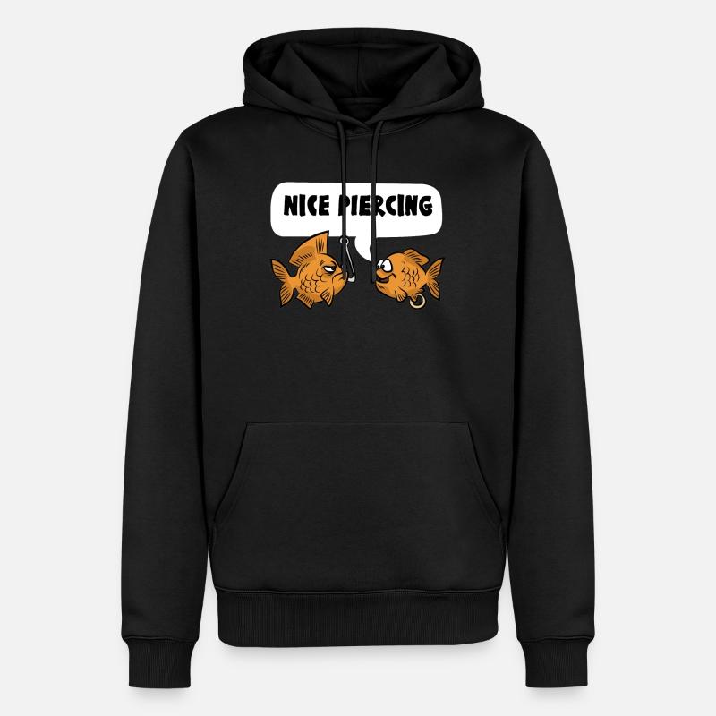NICE PIERCING poisson pêcheur pêcheur - Sweat à capuche Premium bio Homme - noir