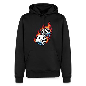 brennende Würfel Würfelspieler - Männer Premium Bio Hoodie - Schwarz - Vorne - Nico (187cm)