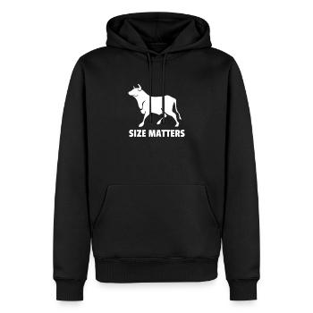 Size Matters Bull - Conception de hotwife cocu - Sweat à capuche Premium bio Homme - noir - Devant - Nico (187cm)