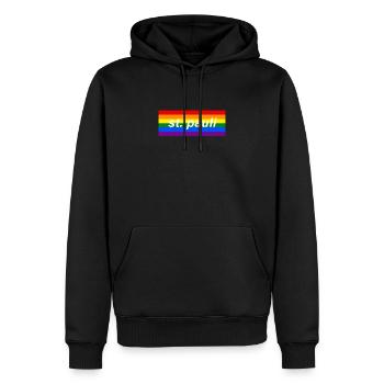 St Pauli Hamburg Regenbogen LGBT gay pride CSD - Männer Premium Bio Hoodie - Schwarz - Vorne - Nico (187cm)