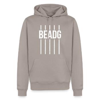 Conception de joueur de basse drôle de Beadg de basse à 5 cordes - Sweat à capuche Premium bio Homme - taupe - Devant - Nico (187cm)