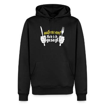 Préparez-vous à manger un t-shirt ! J’ai dit - Sweat à capuche Premium bio Homme - noir - Devant - Nico (187cm)
