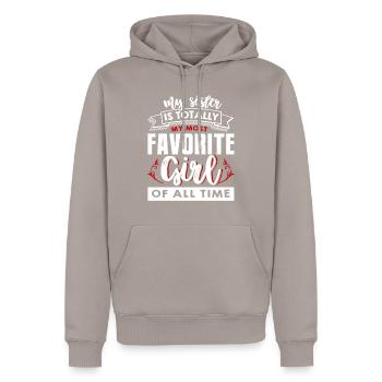 Frère et soeur - Sweat à capuche Premium bio Homme - taupe - Devant - Nico (187cm)
