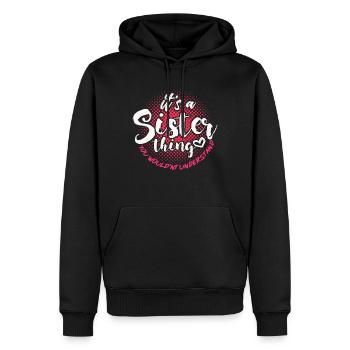 sœur - Sweat à capuche Premium bio Homme - noir - Devant - Nico (187cm)