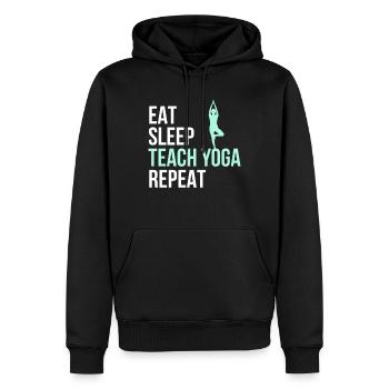 Mangez sommeil enseignez le yoga répétez le professeur de yoga imprimer - Sweat à capuche Premium bio Homme - noir - Devant - Nico (187cm)