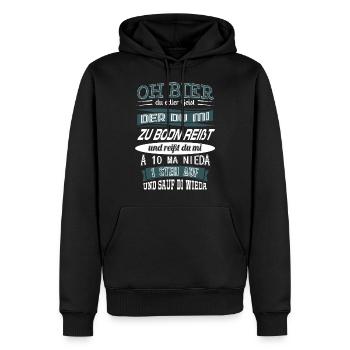 Bayrischer Bierspruch - Mundart Dialekt - Männer Premium Bio Hoodie - Schwarz - Vorne - Nico (187cm)