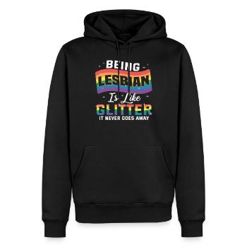 Fierté lesbienne LGBT cadeau arc en ciel - Sweat à capuche Premium bio Homme - noir - Devant - Nico (187cm)