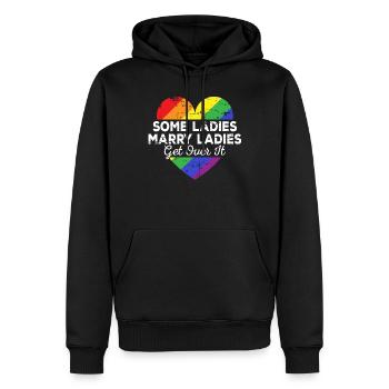 Wife marries wife wedding lesbian lesbian JGA - Men’s Premium Organic Hoodie - black - Front - Nico (187cm)