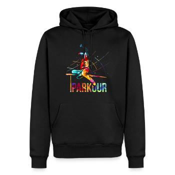 Cadeau Parkour - Sweat à capuche Premium bio Homme - noir - Devant - Nico (187cm)