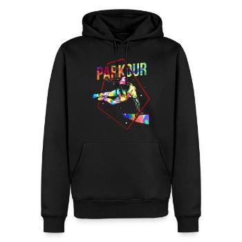 Parkour Geschenk - Männer Premium Bio Hoodie - Schwarz - Vorne - Nico (187cm)