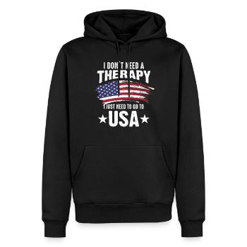 USA Amerika - Männer Premium Bio Hoodie - Schwarz - Vorne - Nico (187cm)