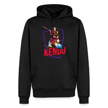 Kendo - Männer Premium Bio Hoodie - Schwarz - Vorne - Nico (187cm)