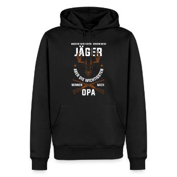Grand-père chasseur - Sweat à capuche Premium bio Homme - noir - Devant - Nico (187cm)